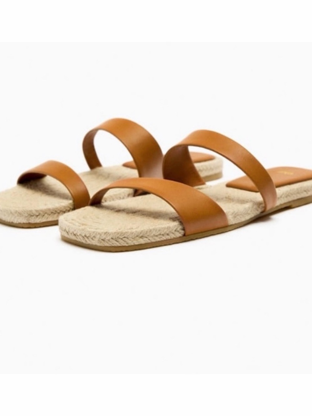 ZARA Low Heeled Strappy Leather Espadrille Sandals | Size US 7.5 EU 38 | NWOT